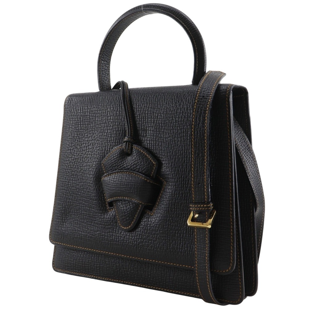 Loewe Barcelona Handbag, 2-Way Shoulder Bag, Embossed Leather, Black, 2-Way, ... - Picture 2 of 16